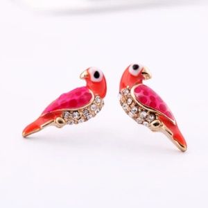 pair of love birds earrings Jewelry - Pair of Love Birds Earrings Tiny Studs Crystals pair of love birds earrings Jewelry - Pair of Love Birds Earrings Tiny Studs Crystals